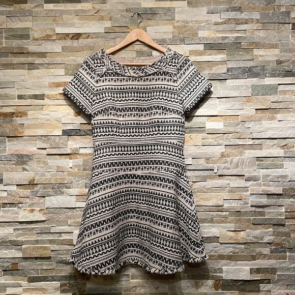 Banana Republic 8 Fit & Flare Dress | Aztec Knit, Black Ivory, NWOT Fall Capsule - Picture 5 of 7